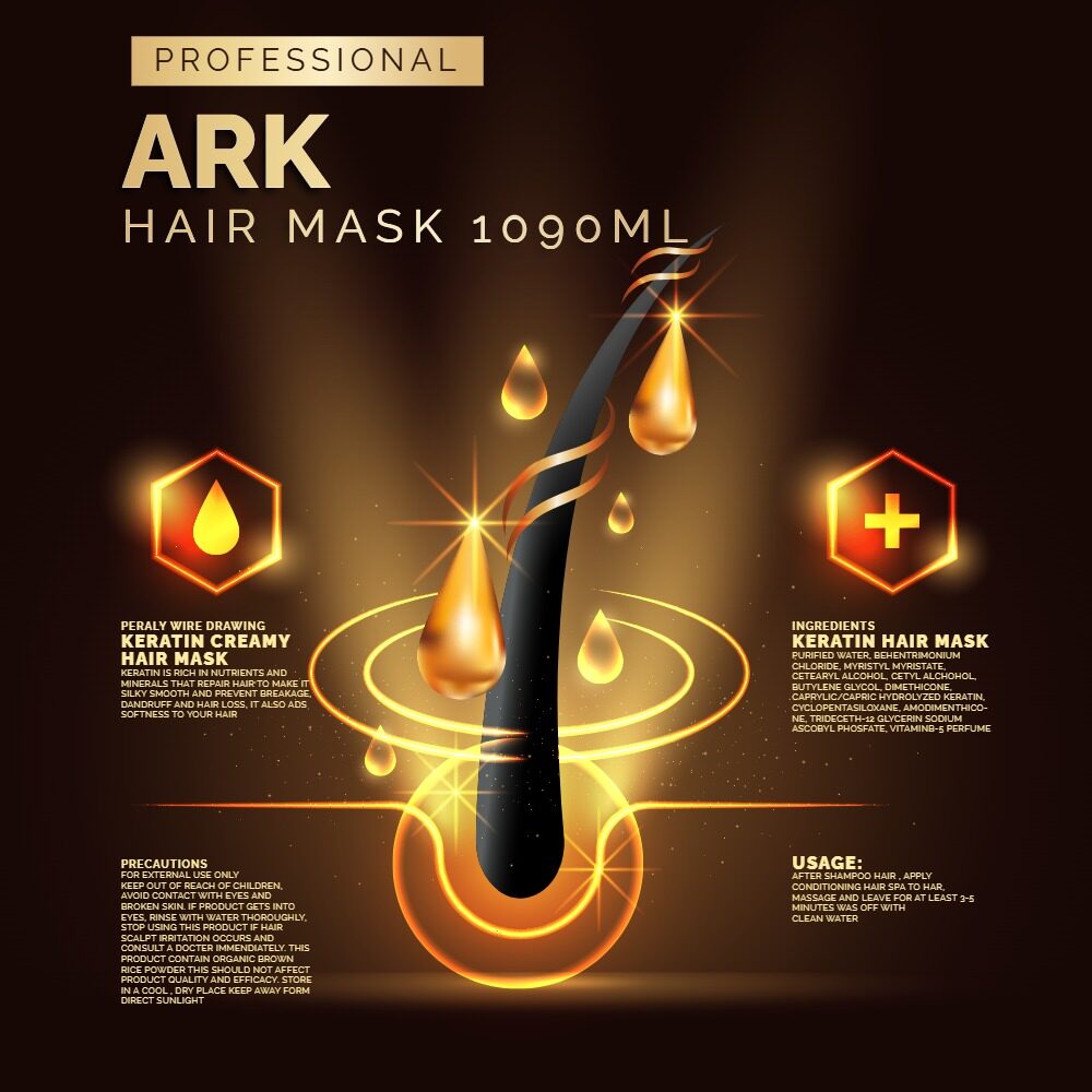 ARK Keratin Complete 3in1 Pack | 990ml Shampoo & Conditioner, 1090ml Hair Mask | Repair, Smooth, Glossy Hair