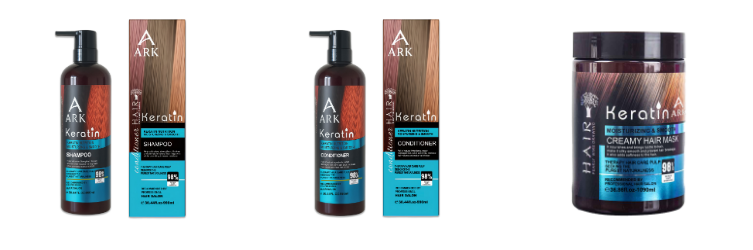 ARK Keratin Complete 3in1 Pack | 990ml Shampoo & Conditioner, 1090ml Hair Mask | Repair, Smooth, Glossy Hair