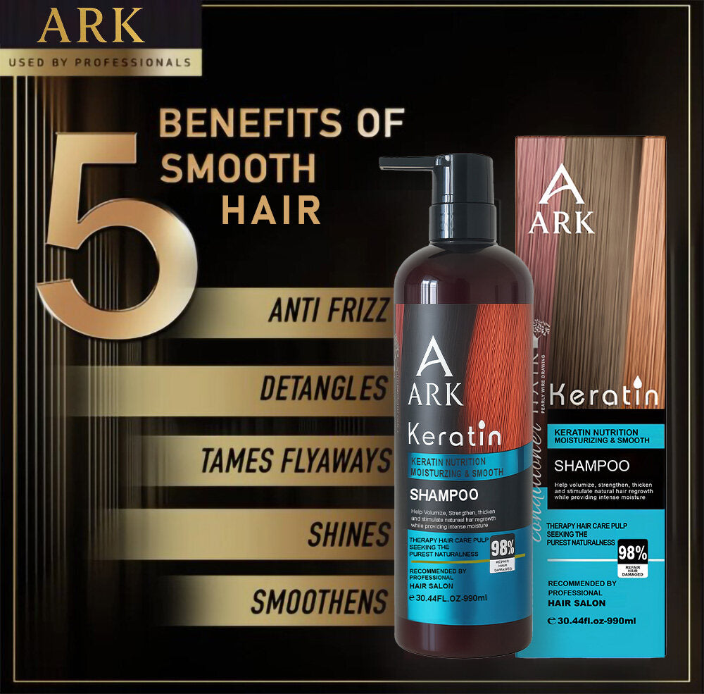 ARK Keratin Shampoo 990ml | Deep Repair, Moisturizing, Anti-Frizz, Soft & Shiny, Salon Professional, All Hair Types