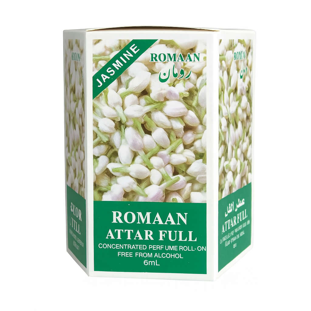 Jasmine Attar Full ROMAAN Attar Oil Perfume Set (6ml x 6pcs) – Long-lasting, Alcohol-Free Fragrance