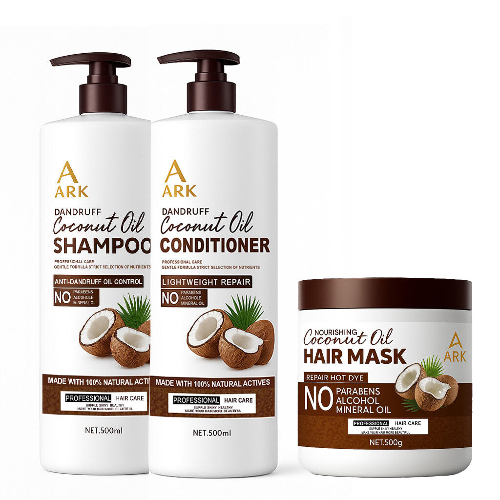 3in1 ARK Coconut Oil Shampoo,Conditioner & Hairmask 500ml Set | Nourishing, Anti-Dandruff & Moisturizing Hair Care