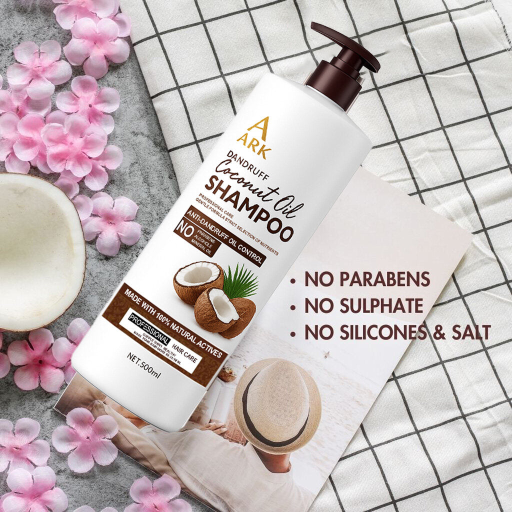 4in1 ARK Coconut Oil Shampoo,Conditioner, Hairmask & ShowerGel 500ml Set | Nourishing, Anti-Dandruff & Moisturizing Hair Care