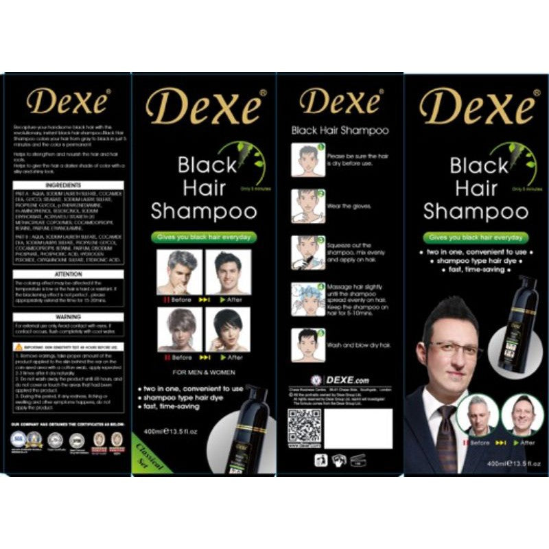 Dexe Black Hair Shampoo 400ml Instant Dye