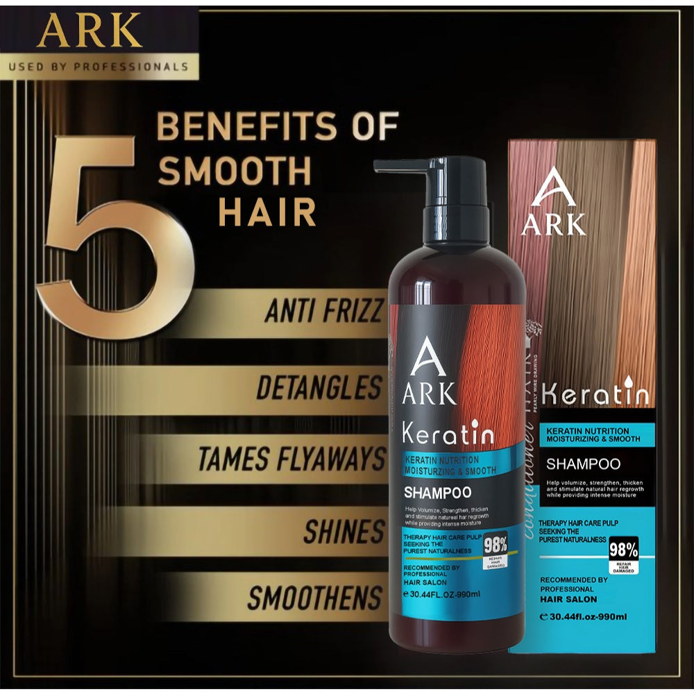 2in1 ARK Keratin Shampoo 990ml & Hair Mask 1090ml | Deep Repair, Moisturize, Smooth, Salon Quality