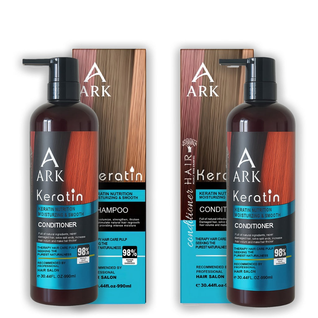 2in1 ARK Keratin Shampoo & Conditioner Set 990ml Each | Smooth, Repair, Moisturize, Salon Quality
