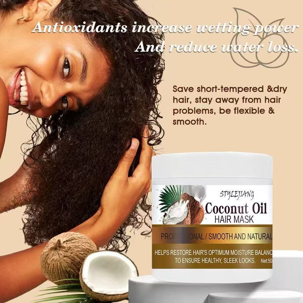 STYLEJIANG Coconut Oil Hair Mask 500ml – Deep Conditioning & Moisture Repair Treatment – Smooth & Natural Formula