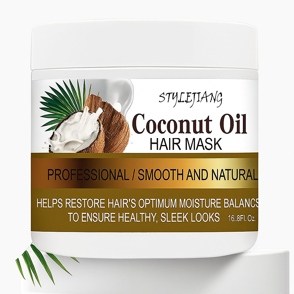 STYLEJIANG Coconut Oil Hair Mask 500ml – Deep Conditioning & Moisture Repair Treatment – Smooth & Natural Formula