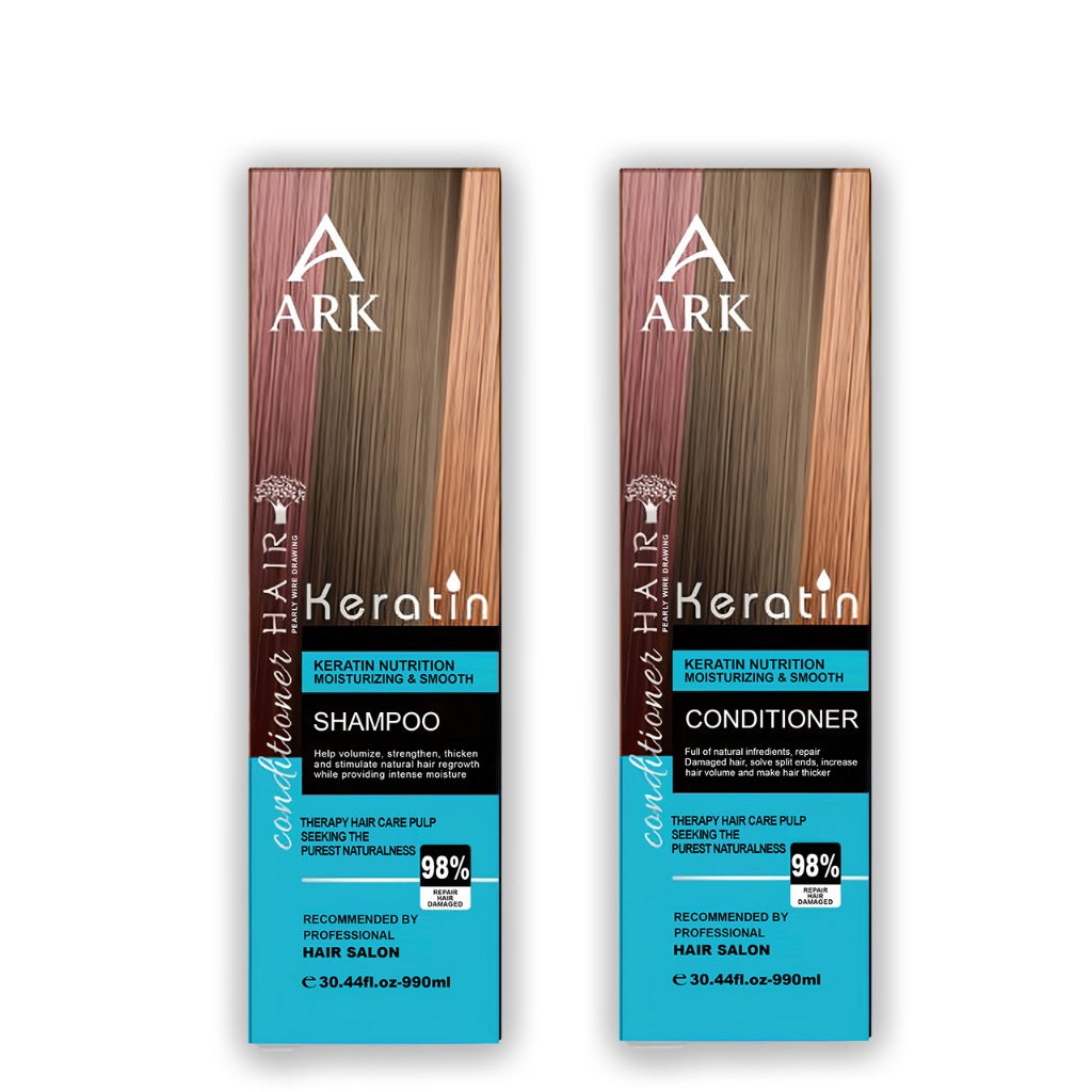 2in1 ARK Keratin Shampoo & Conditioner Set 990ml Each | Smooth, Repair, Moisturize, Salon Quality