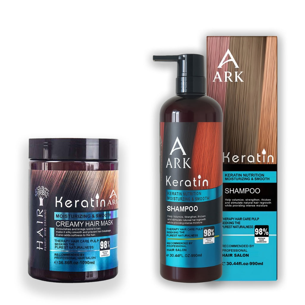 2in1 ARK Keratin Shampoo 990ml & Hair Mask 1090ml | Deep Repair, Moisturize, Smooth, Salon Quality