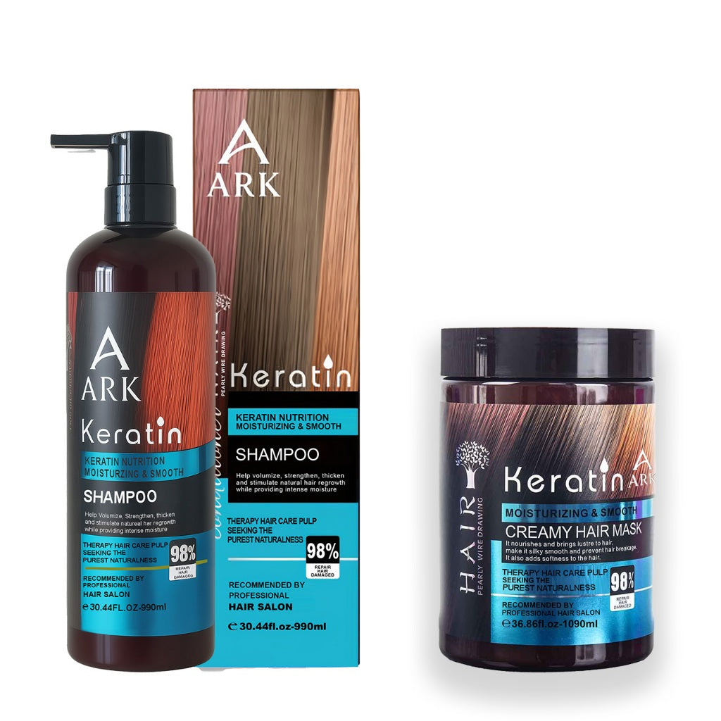 2in1 ARK Keratin Shampoo 990ml & Hair Mask 1090ml | Deep Repair, Moisturize, Smooth, Salon Quality