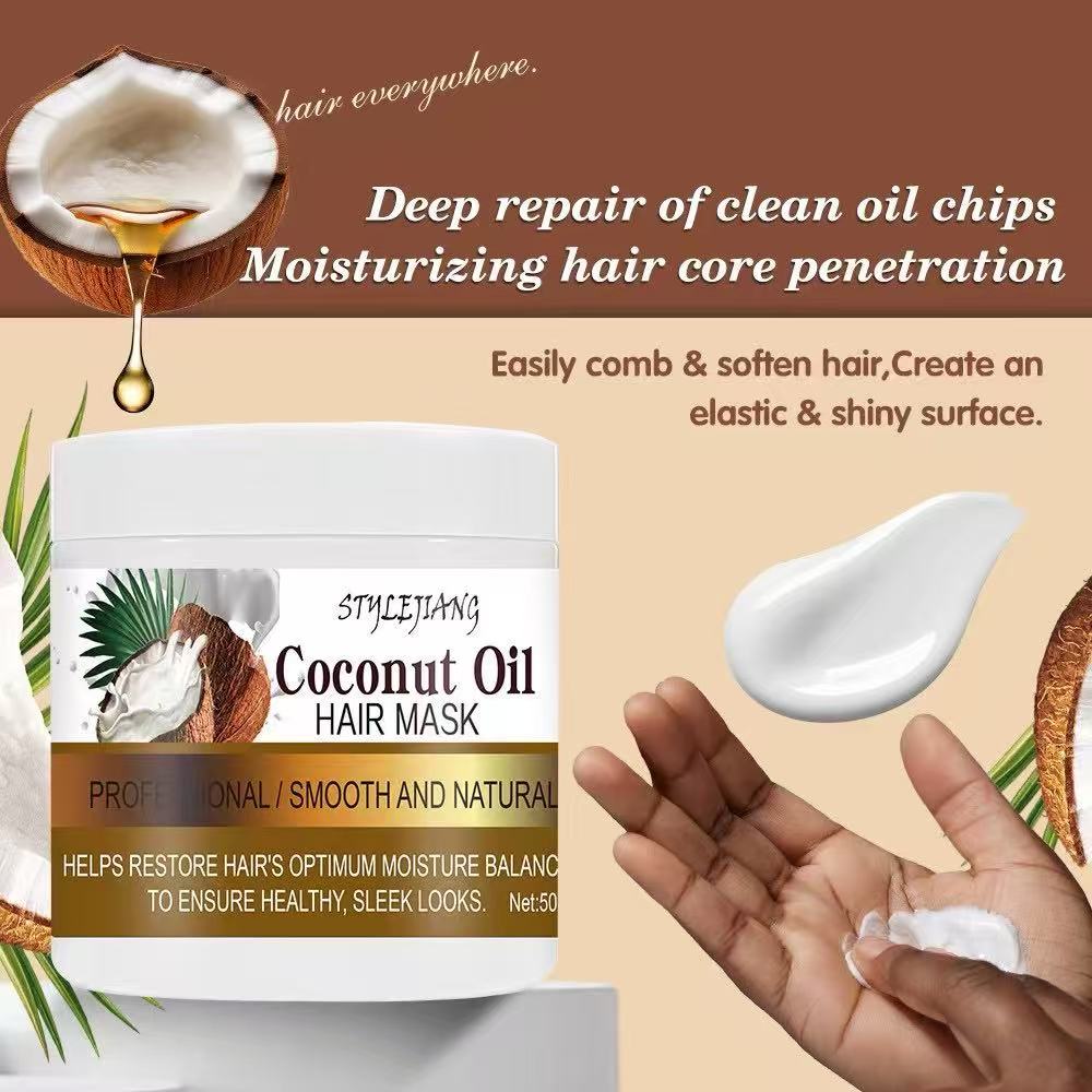 STYLEJIANG Coconut Oil Hair Mask 500ml – Deep Conditioning & Moisture Repair Treatment – Smooth & Natural Formula