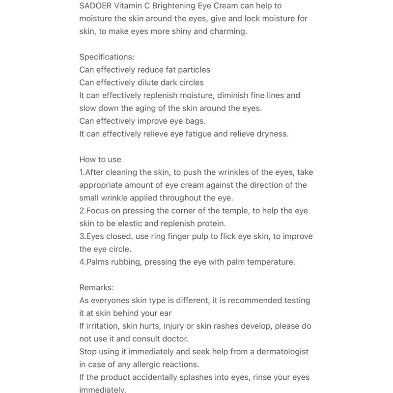 Sadoer Vitamin C Brightening Eye Cream 20g