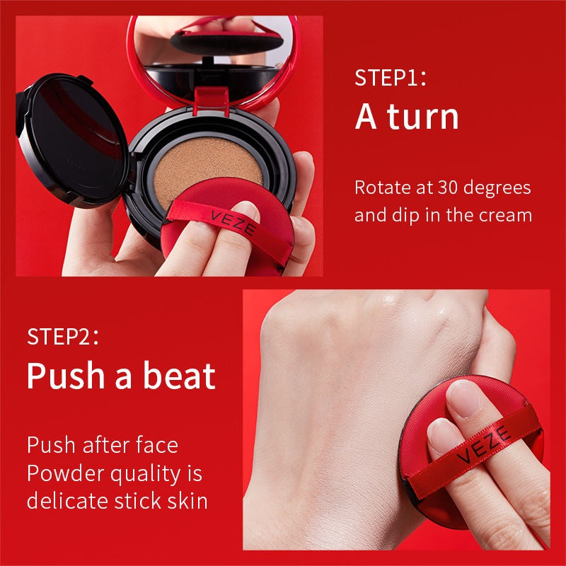 VEZE natural and transparent nude makeup holding air cushion