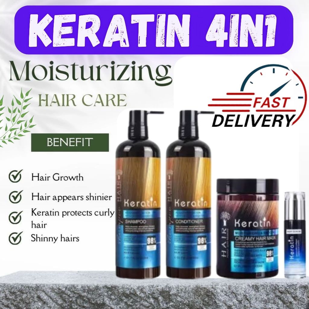 Keratin 4-in-1 Set: Shampoo, Mask