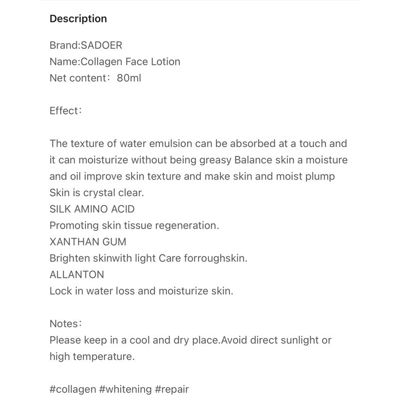 Collagen Whitening & Soothing Face Lotion 80ml