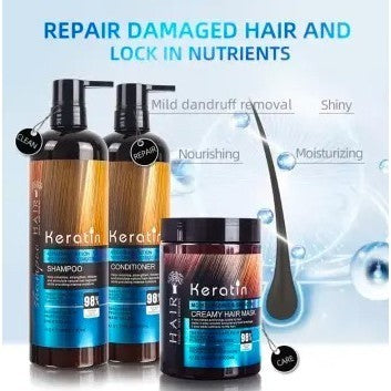 Original Keratin Hair Set (Shampoo, Mask, Serum)