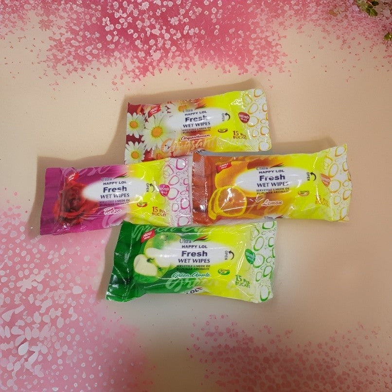 New Fresh Wet Wipes Ultra Happy 15pcs