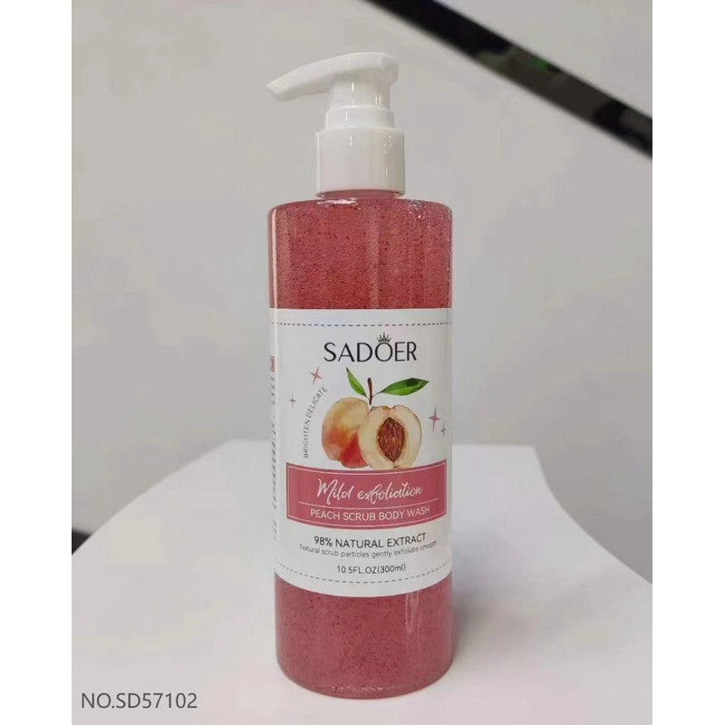 Sadoer Peach Body Scrub Shower Gel 300ml Hydrating