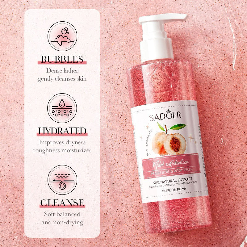 Sadoer Peach Body Scrub Shower Gel 300ml Hydrating