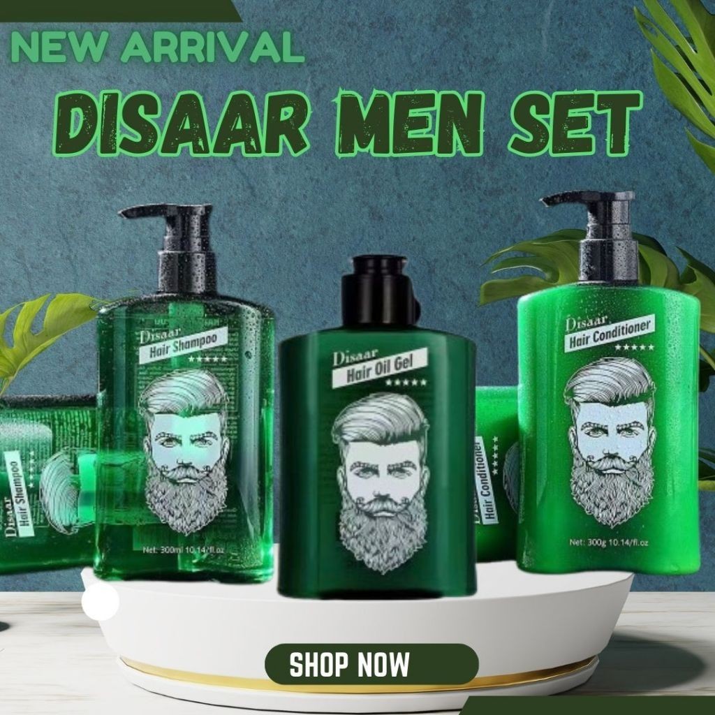 Disaar Men's 3in1 Hair Care Set: Shampoo & Gel