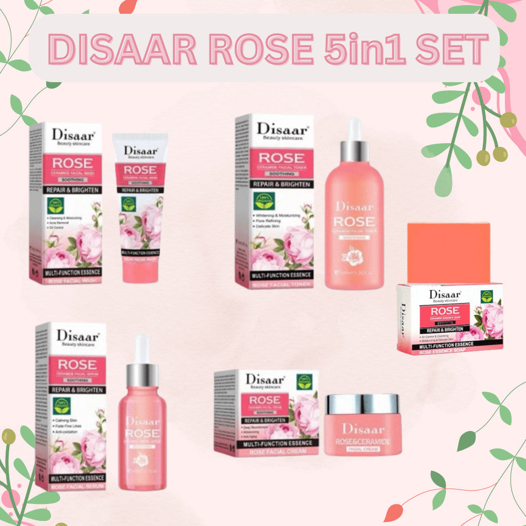 Disaar Rose 5in1 Skin Care Set: Toner, Serum, Soap
