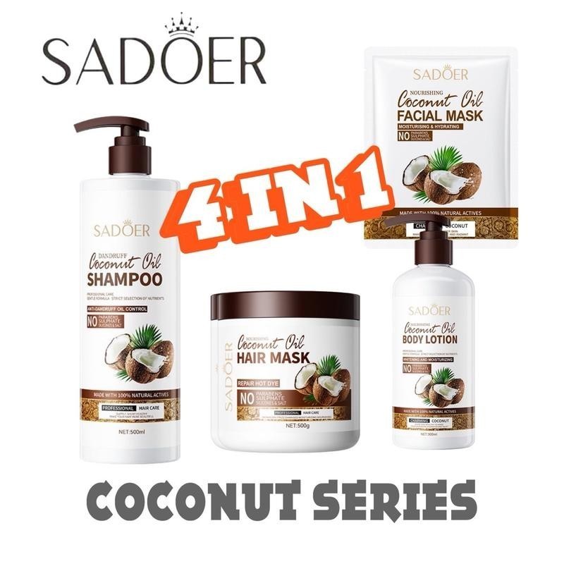 Sadoer Coconut Shampoo & Hair Mask 4in1 Set