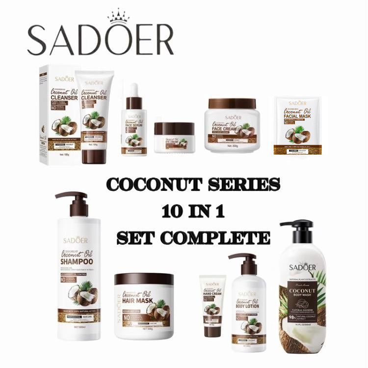Sadoer 10-in-1 Coconut Oil Skin & Hair Care Set